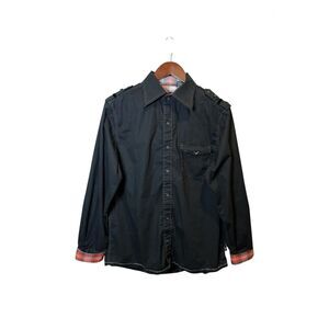 Fender Black Button Up Reversible Cuff Men's Shirt Medium Rock and Roll Religion